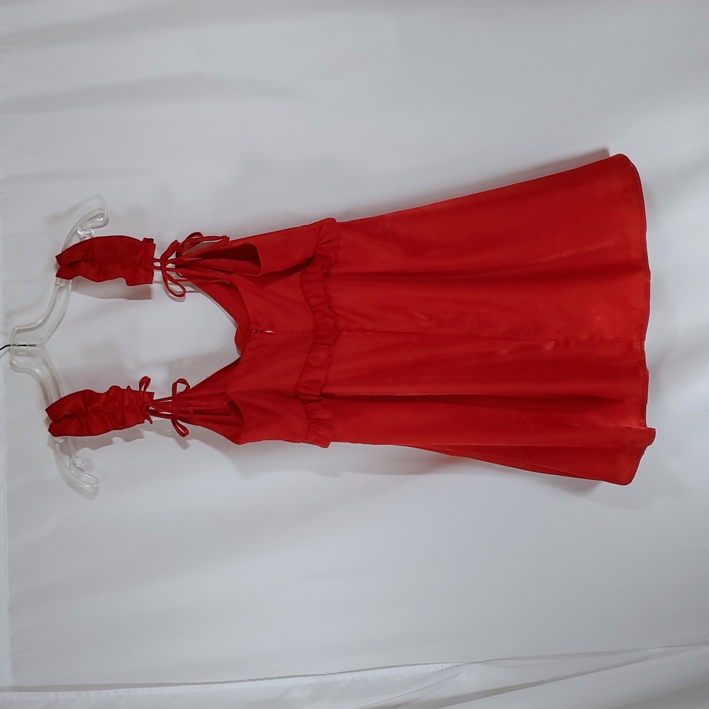 Wild Fable™ Women's Rosette Mini Babydoll Dress ~ Red - Picture 13 of 16